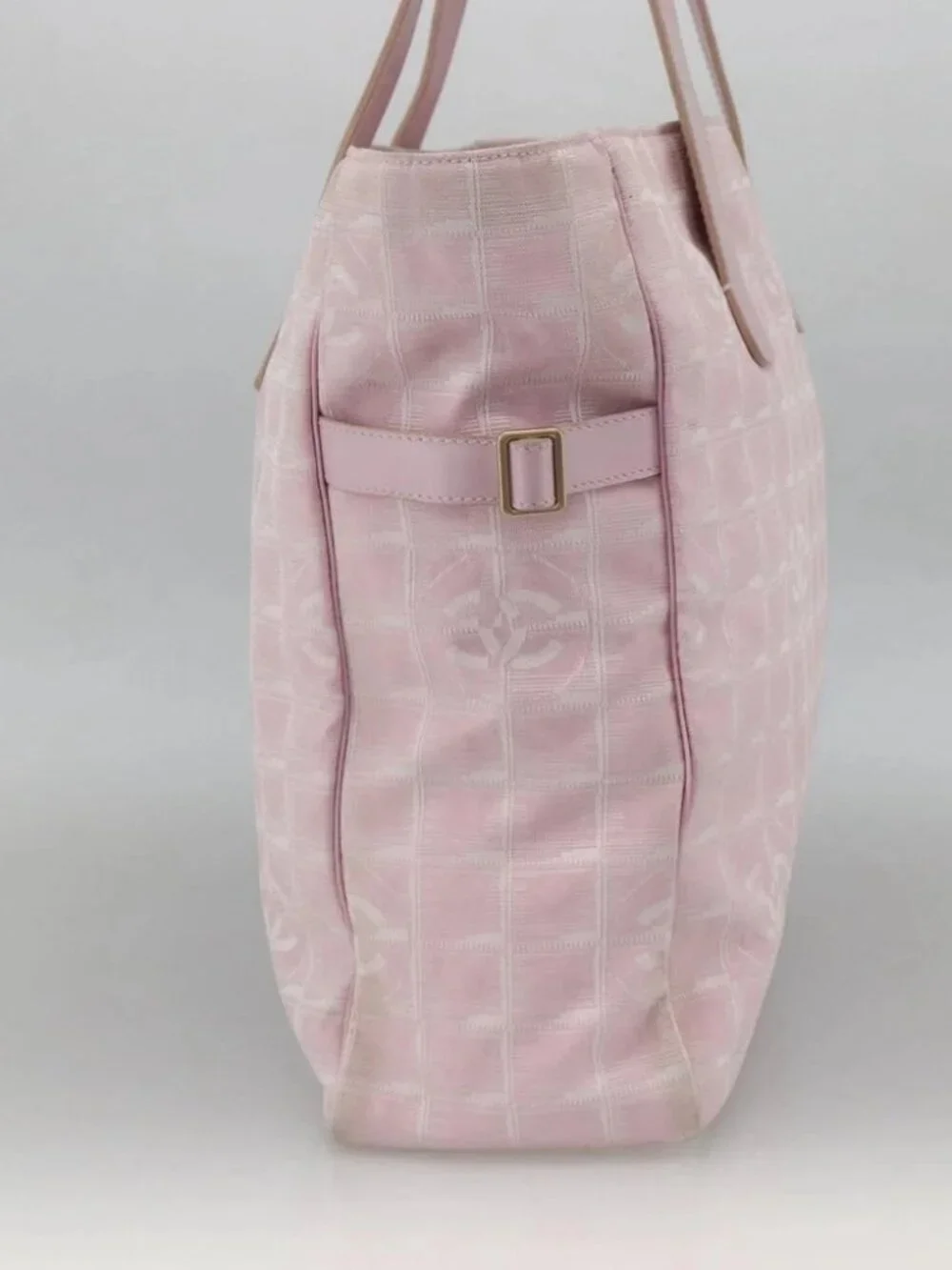 CHANEL New Travel Line Tote Bag Nylon Pink Gold CC Auth BA11991